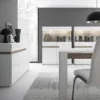 CHELSEA Living Extending Dining Table in White with a Truffle Oak Trim - Image 5