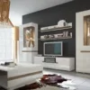 CHELSEA Living Tall Glazed Narrow Display Unit (LHD) in White with a Truffle Oak Trim - Image 6
