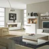 CHELSEA Living Small Designer Coffee Table in White with a Truffle Oak Trim - Image 8