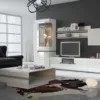 CHELSEA Living Small Designer Coffee Table in White with a Truffle Oak Trim - Image 7