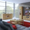 CORTINA Tall Wide 2 Door Glazed Display Cabinet in Grandson Oak - Image 4