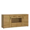 CORTINA 4 Door Wide Glazed Sideboard in Grandson Oak