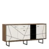 BROLO 3 Doors 1 Drawer Wide Sideboard in Walnut and Dark Panel Finish