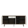 BROLO 3 Doors 1 Drawer Wide Sideboard in Walnut and Dark Panel Finish - Image 7