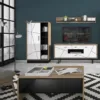 BROLO 2 Doors 2 Drawers TV Unit in Walnut and Dark Panel Finish - Image 8