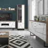 BROLO Tall Glazed Display Cabinet RH in Walnut and Dark Panel Finish - Image 5