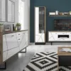 BROLO Tall Glazed Display Cabinet LH in Walnut and Dark Panel Finish - Image 5