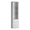FRIBO Tall Narrow 1 Door 3 Drawer Glazed Display Cabinet in White