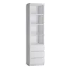 FRIBO Tall Narrow 3 Drawer Bookcase in White