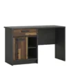 BROOKLYN Desk with 1 Door 1 Drawer in Walnut and Dark Matera Grey
