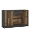 BROOKLYN Cabinet with 3 Doors 1 Drawer in Walnut and Dark Matera Grey