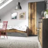 BROOKLYN Cabinet with 3 Doors 1 Drawer in Walnut and Dark Matera Grey - Image 4