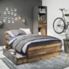 BROOKLYN Bookcase with 2 Drawers 1 Door in Walnut and Dark Matera Grey - Image 5
