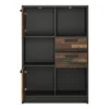 BROOKLYN Low Bookcase with 2 Doors 2 Drawers in Walnut and Dark Matera Grey - Image 7