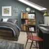 BROOKLYN Low Bookcase with 2 Doors 2 Drawers in Walnut and Dark Matera Grey - Image 5