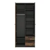 BROOKLYN Wardrobe 2 Doors 2 Drawers in Walnut and Dark Matera Grey - Image 6