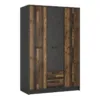 BROOKLYN 3 Doors Wardrobe with 2 Drawers in Walnut and Dark Matera Grey