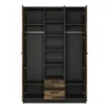 BROOKLYN 3 Doors Wardrobe with 2 Drawers in Walnut and Dark Matera Grey - Image 6