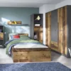 BROOKLYN 3 Doors Wardrobe with 2 Drawers in Walnut and Dark Matera Grey - Image 5