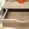 CHELSEA Living Low Display Cabinet 109cm Wide in White with a Truffle Oak Trim - Image 4