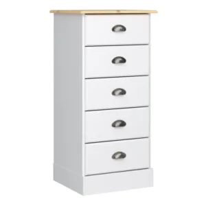 NOLA 5 Drawer Chest in White and Pine
