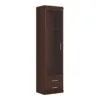 IMPERIAL Tall Glazed 1 Door 2 Drawers Narrow Cabinet in Dark Mahogany Melamine