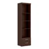 IMPERIAL Tall 2 Drawers Narrow Cabinet with Open Shelving in Dark Mahogany Melamine