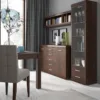 IMPERIAL Tall Glazed 1 Door 2 Drawers Narrow Cabinet in Dark Mahogany Melamine - Image 5
