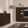 IMPERIAL 2 Doors 3 Drawers Glazed Display Cabinet in Dark Mahogany Melamine - Image 5