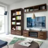 IMPERIAL Tall 2 Drawers Narrow Cabinet with Open Shelving in Dark Mahogany Melamine - Image 4