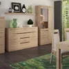 KENSINGTON Tall Narrow 2 Doors Glazed Display Cabinet (LHD) in Oak - Image 6