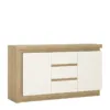 LYON 2 Doors 3 Drawers Sideboard (Including LED Lighting) in Riviera Oak and White High Gloss
