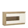 LYON 3 Doors Glazed Sideboard (Including LED Lighting) in Riviera Oak and White High Gloss