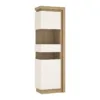 LYON Tall Narrow Display Cabinet (LHD) (Including LED Lighting) in Riviera Oak and White High Gloss