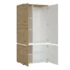LUCI 4 Doors Wardrobe (Including LED Lighting) in White and Oak - Image 4