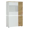 LUCI 4 Doors Low Display Cabinet (Including LED Lighting) in White and Oak