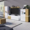 LUCI 4 Doors Low Display Cabinet (Including LED Lighting) in White and Oak - Image 3