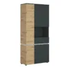 LUCI 4 Doors Tall Display Cabinet RH (Including LED Lighting) in Platinum and Oak