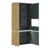 LUCI 4 Doors Tall Display Cabinet RH (Including LED Lighting) in Platinum and Oak - Image 6