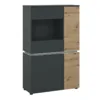 LUCI 4 Doors Low Display Cabinet (Including LED Lighting) in Platinum and Oak