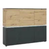 LUCI 6 Doors Cabinet (Including LED Lighting) in Platinum and Oak