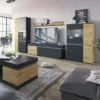 LUCI 6 Doors Cabinet (Including LED Lighting) in Platinum and Oak - Image 4