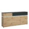 LUCI 3 Doors 2 Drawers Sideboard (Including LED Lighting) in Platinum and Oak