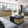 LUCI 3 Doors 2 Drawers Sideboard (Including LED Lighting) in Platinum and Oak - Image 4