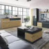 LUCI 2 Doors 2 Drawers Cabinet (Including LED Lighting) in Platinum and Oak - Image 4