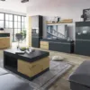 LUCI 1 Door 2 Drawers 150cm TV Unit (Including LED Lighting) in Platinum and Oak - Image 5
