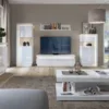 LYON 2 Drawers TV Cabinet (Including LED Lighting) in White and High Gloss - Image 2