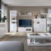LYON 1 Drawer TV Cabinet with Open Shelf in White and High Gloss - Image 2