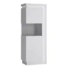 LYON Narrow Display Cabinet (LHD) 164.1cm High (Including LED Lighting) in White and High Gloss