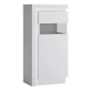 LYON Narrow Display Cabinet (RHD) 123.6cm High (Including LED Lighting) in White and High Gloss